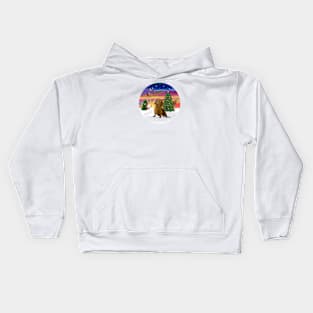 Santa's Sunset Take Off with a Brown Dachshund Kids Hoodie